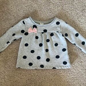 Gray Polka Dot Kids Top with Pink Bow